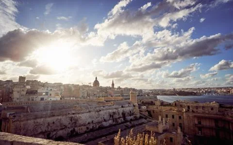 Panorama of the old town of Valletta Malta Stock Photos