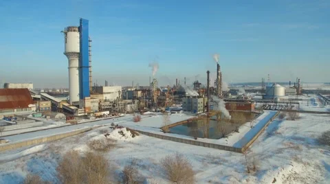 Panorama of operating plant in air Stock-Footage 61179280