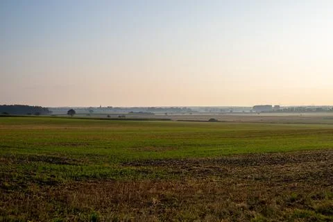 Panorama over fields Landscape in winter Stock Photos