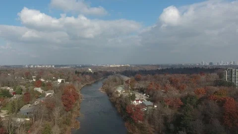 Panorama Over River With Clouds Towards City Stock Footage 92488103