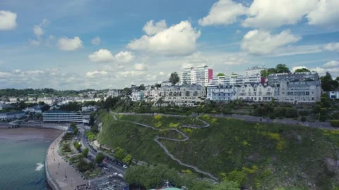 Panorama over Torquay Harbour and Marina, English Riviera from a drone, Devon Stock Footage 194864977