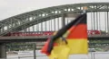 Panorama Pan Left Cologne Hohenzollern Rail Bridge Local Regional Train Crossing HD Footage