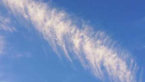 Panorama panning cloudy blue sky during evening sunset with clouds up Video stock 92762429