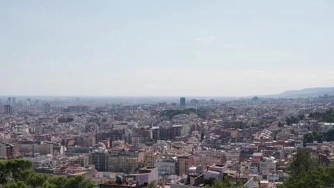 Panorama from Parc Guell pan left 4k 30fps Stock Footage 248956907