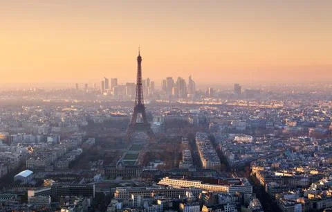 Panorama of Paris at sunset Stock Photos