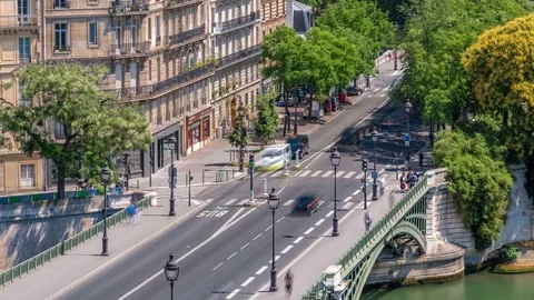 Panorama of Paris timelapse. View from Arab World Institute Institut du Monde Stock Footage 80788504