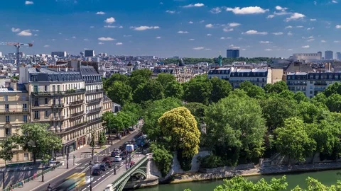 Panorama of Paris timelapse. View from Arab World Institute Institut du Monde Stock Footage 80788557