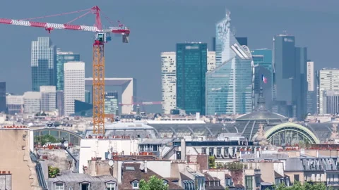 Panorama of Paris timelapse. View from Arab World Institute Institut du Monde Stock Footage 236933131