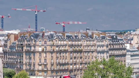 Panorama of Paris timelapse. View from Arab World Institute Institut du Monde Stock Footage 236933737