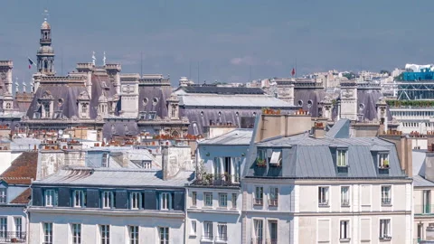 Panorama of Paris timelapse. View from Arab World Institute Institut du Monde Stock Footage 236933965