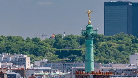 Panorama of Paris timelapse. View from Arab World Institute Institut du Monde Stock Footage 236934022