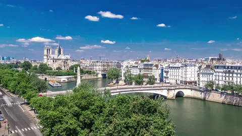 Panorama of Paris timelapse. View from Arab World Institute Institut du Monde Stock Footage 236936676
