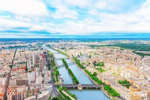 Panorama of Paris view from the Eiffel tower. View of the Seine. Foto stock