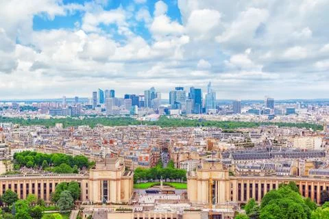 Panorama of Paris view from the Eiffel tower. View of the Trocadero Palace. Foto stock