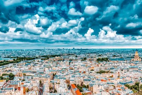 Panorama of Paris view from the Eiffel tower. Stock Photos