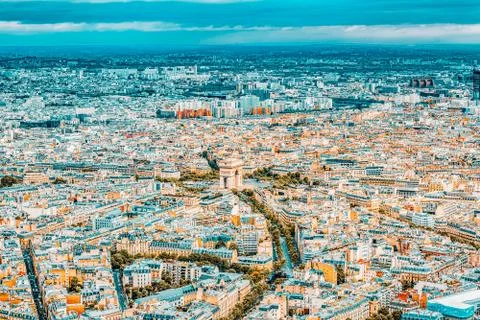 Panorama of Paris view from the Eiffel tower. Stockfoto's