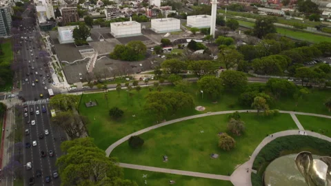 Panorama of part of the city, park with Floris Generica, highway and view Stock Footage 256015248
