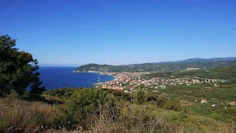 Panorama with path overlooking the sea Stock Footage 161580572