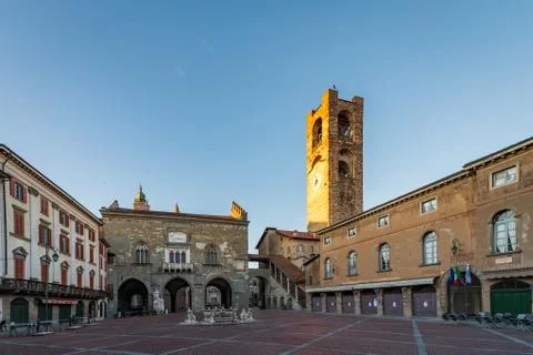Panorama of Piazza Vecchia Stock Photos