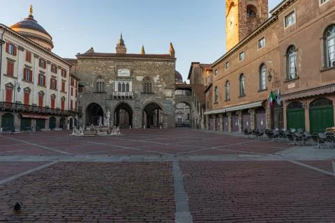 Panorama of Piazza Vecchia Stock Photos