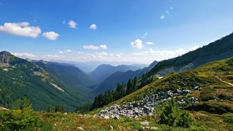 Panorama from Pinnacle Peak Trail, Mount Rainier National Park Stock Footage 332138831