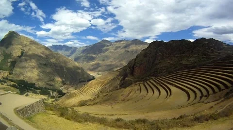 Panorama of Pisac ruins Stock Footage 46431927