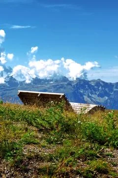 Panorama from the Plan de Corones path. Stock Photos
