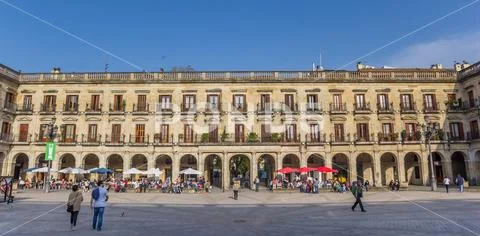 Panorama of the Plaza Espana square in Vitoria-Gasteiz Stock Photos