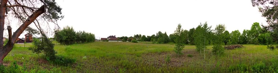Panorama of a plot of land for building a house Fotos de archivo