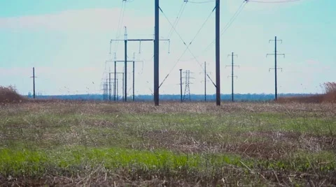 Panorama power lines Stock Footage 64640007