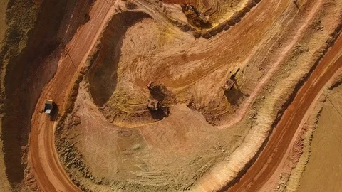 Panorama of the quarry. Barkhan sands. Development of minerals. View from above Video stock 75040298