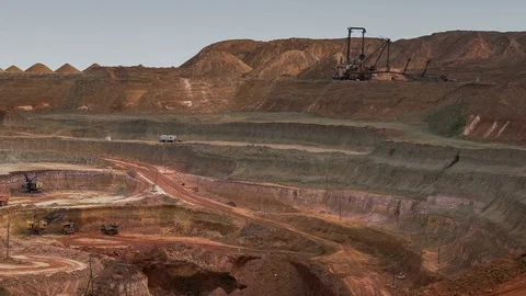 Panorama of the quarry. Barkhan sands. Development of minerals Stock Footage 75042132