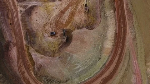Panorama of the quarry. Barkhan sands. Development of minerals. View from above Stock Footage 75251769