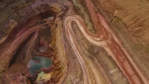 Panorama of the quarry. Barkhan sands. Development of minerals. View from above Stock Footage 75251991