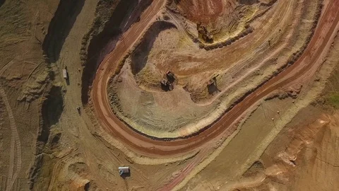 Panorama of the quarry. Barkhan sands. Development of minerals. View from above Stock Footage 75265969