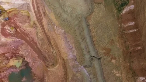 Panorama of the quarry. Barkhan sands. Development of minerals. View from above Stock Footage 75279135