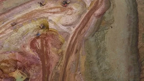 Panorama of the quarry. Barkhan sands. Development of minerals. View from above Stock Footage 75284118