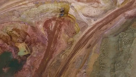 Panorama of the quarry. Barkhan sands. Development of minerals. View from above Stock Footage 75285123