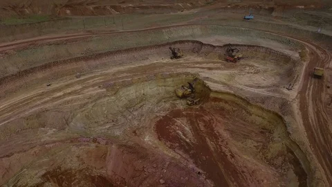 Panorama of the quarry. Barkhan sands. Development of minerals. View from above Stock Footage 75286130
