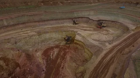 Panorama of the quarry. Barkhan sands. Development of minerals. View from above Stock Footage 75287316