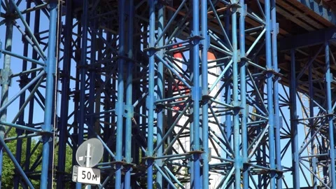 Panorama of the railway overpass in the construction process Stock Footage 135088887