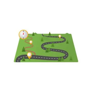 Panorama realistic road map isolated on white background Stock Illustration
