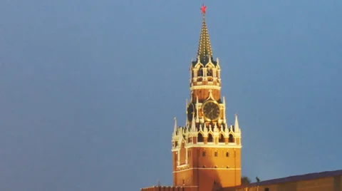 Panorama of red square at night in the rain Stock Footage 62462995
