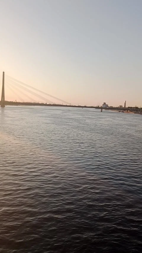 A panorama of Riga from the level of the canals and the Daugava River Stock Footage 275888448