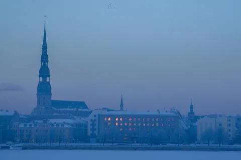 Panorama of Riga in winter time. Stock Photos
