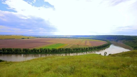 Panorama of the river in the green Stock Footage 69776738