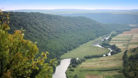 Panorama of the river in the green Stock Footage 69778499