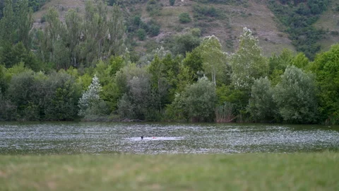Panorama of the river on the lake Stock Footage 201487562