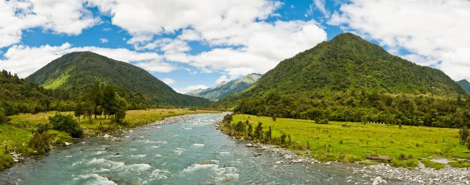Panorama of a river Stock Photos