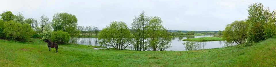 Panorama of the river Stock Photos
